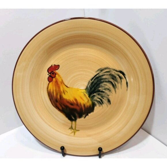 Oneida Casual Settings  Morning Rooster 10" Dinner Plates Set Of 5 Brushed Tan - Picture 3 of 9